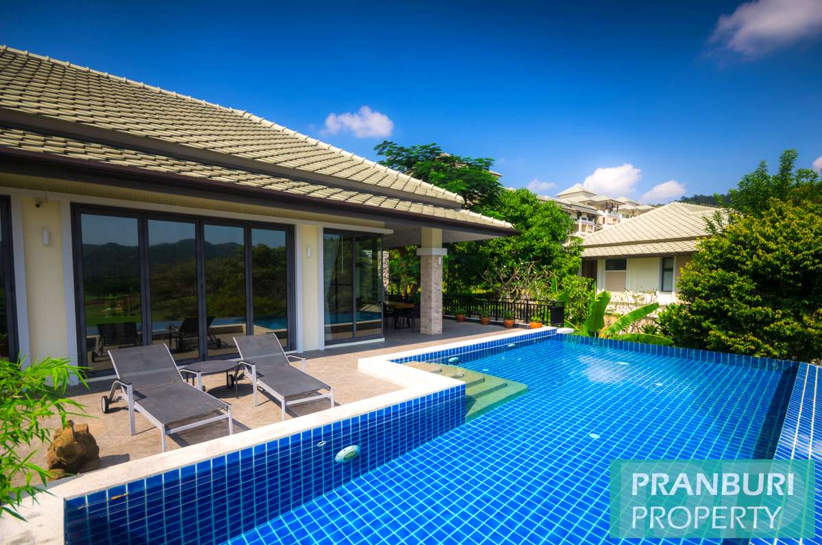 Luxury golf course 4 bedroom pool villa for sale at Black Mountain Hua